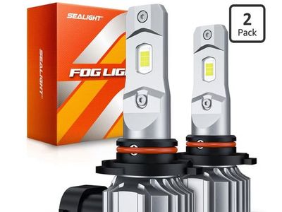 SEALIGHT 9145 H10 LED Fog Light Bulbs - 44000LM, 6500K Cool White, Plug & Play, 70,000 Hrs Lifespan (2-Pack)