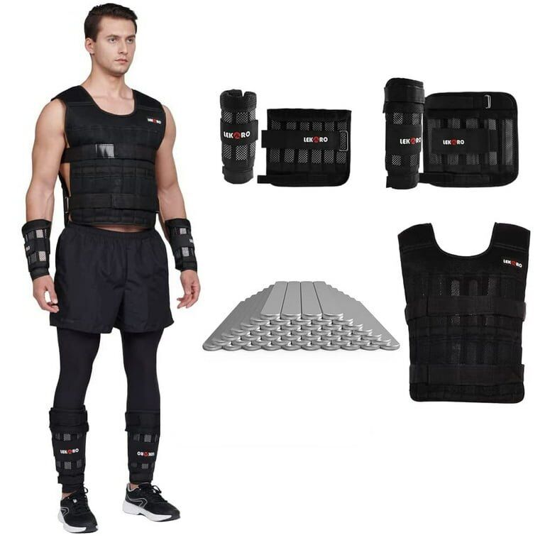 LEKÄRO Adjustable 44lb Weighted Training Vest, Wei