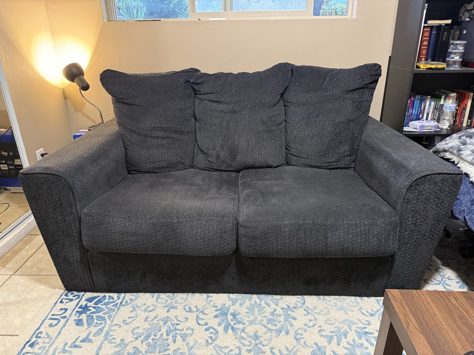 Dark Gray 2-Seater Loveseat Sofa - Compact & Comfortable