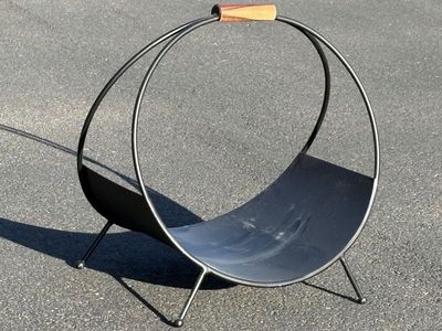 Log holder Mid Century Modern style log holder MCM fireplace hearth tools