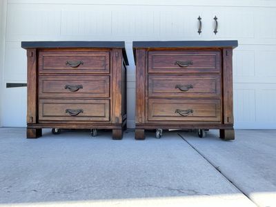 3 drawer dark wood Nightstands XL king sized