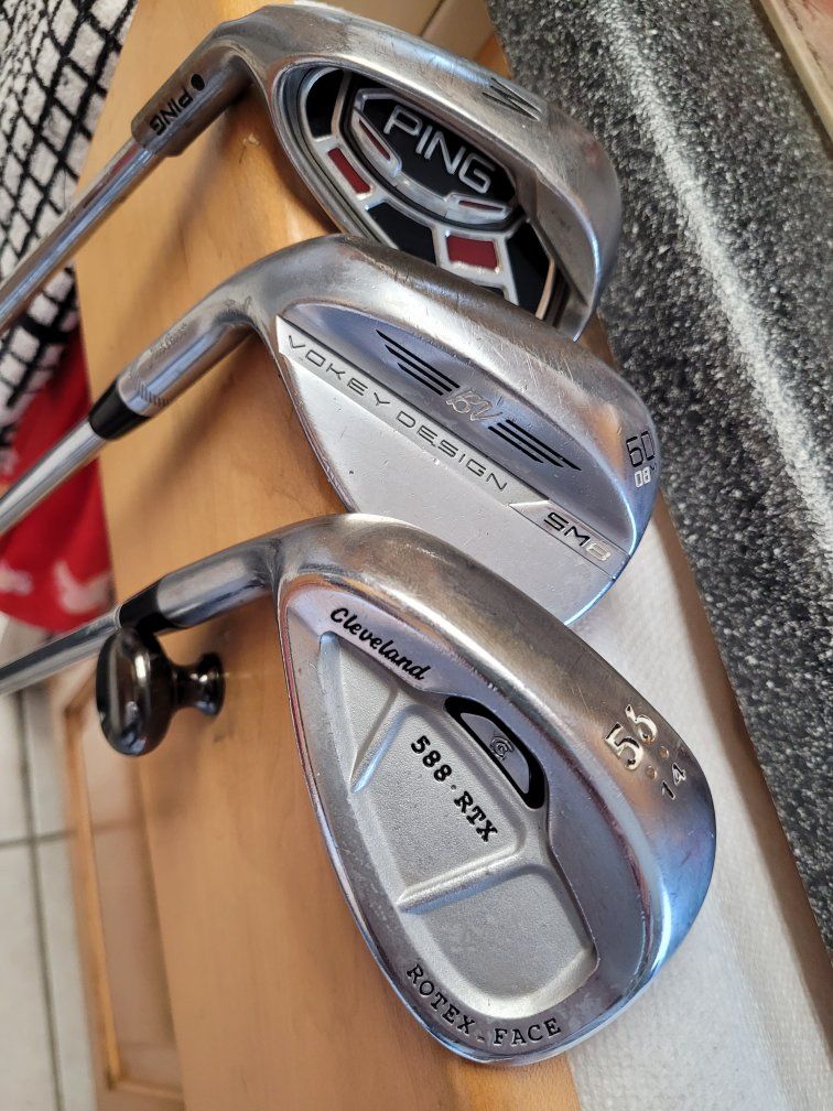 Lot of 3 Golf Wedges - Ping G15 W, Titleist Vokey SM8 60°, Cleveland 588 RTX 56°