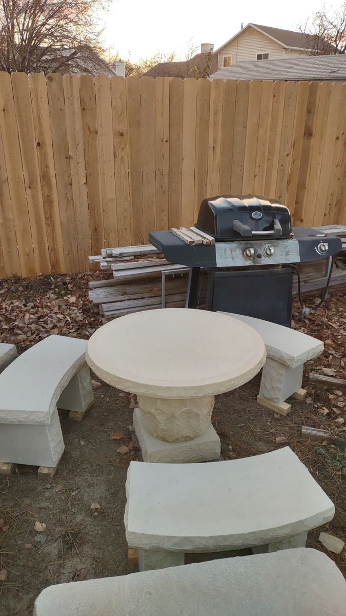 Round Table with 3 Benches