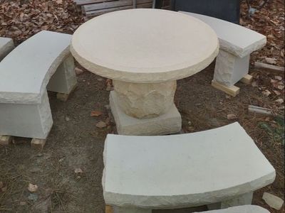 Round Table with 3 Benches