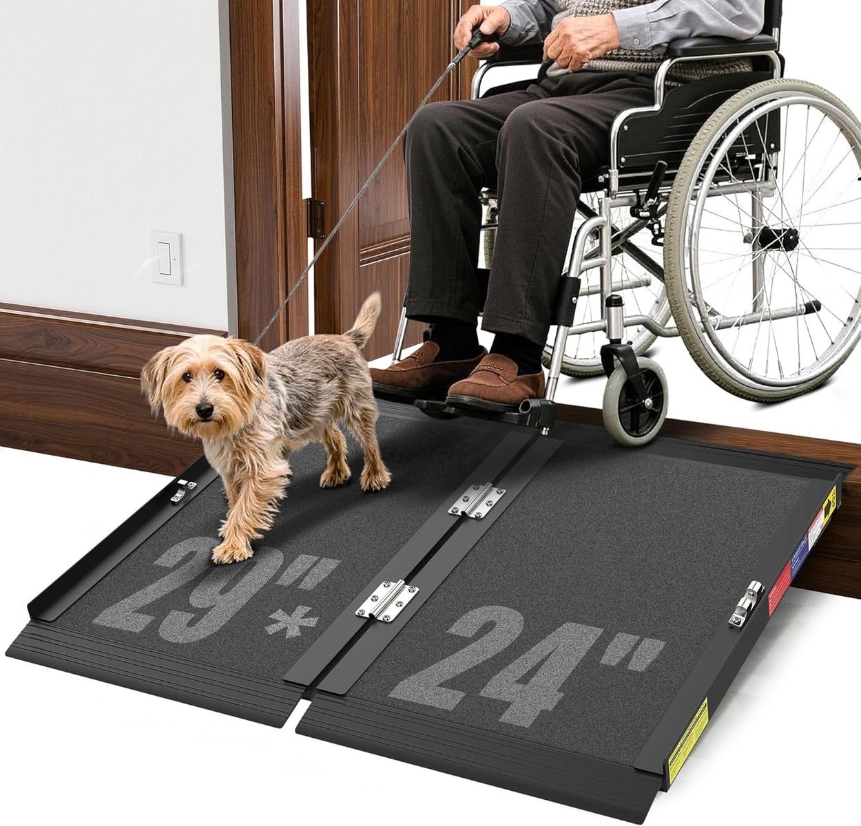 BRAND NEW 2FT Portable Wheelchair Ramp with Quick-Lock, Black Seamless Non-Slip Aluminum Folding Handicap Ramp, Threshold Ramp