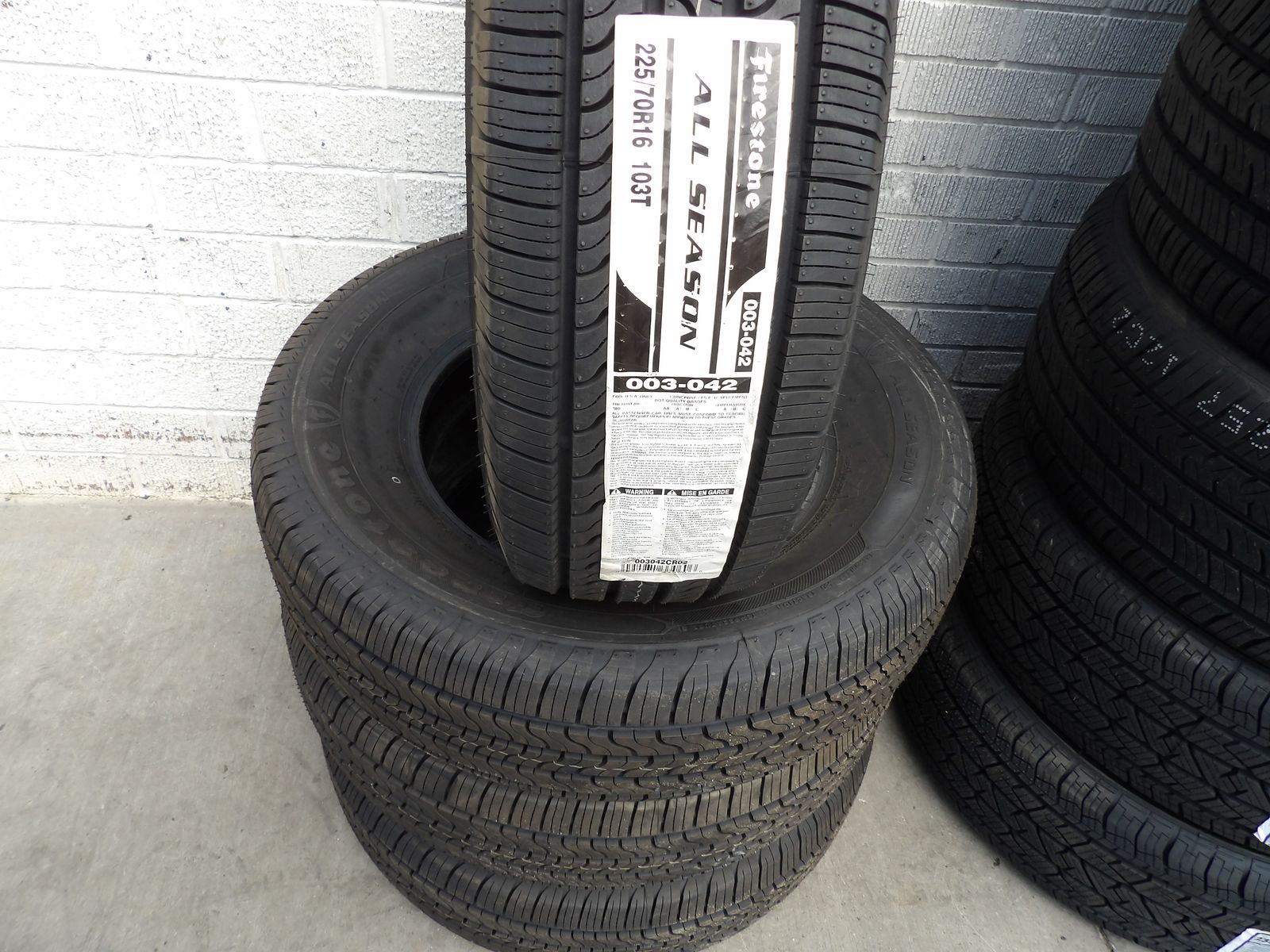225/70R16 FIRESTONE ALL SEASON SET OF NEW TIRES 