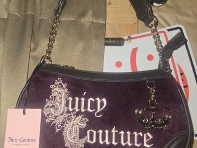 Juicy Couture Renaissance Shoulder Bag in Pickled Beet - Velvet with Gold Chain Strap