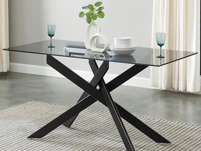 Brand new Modern Gray Glass Dining Table