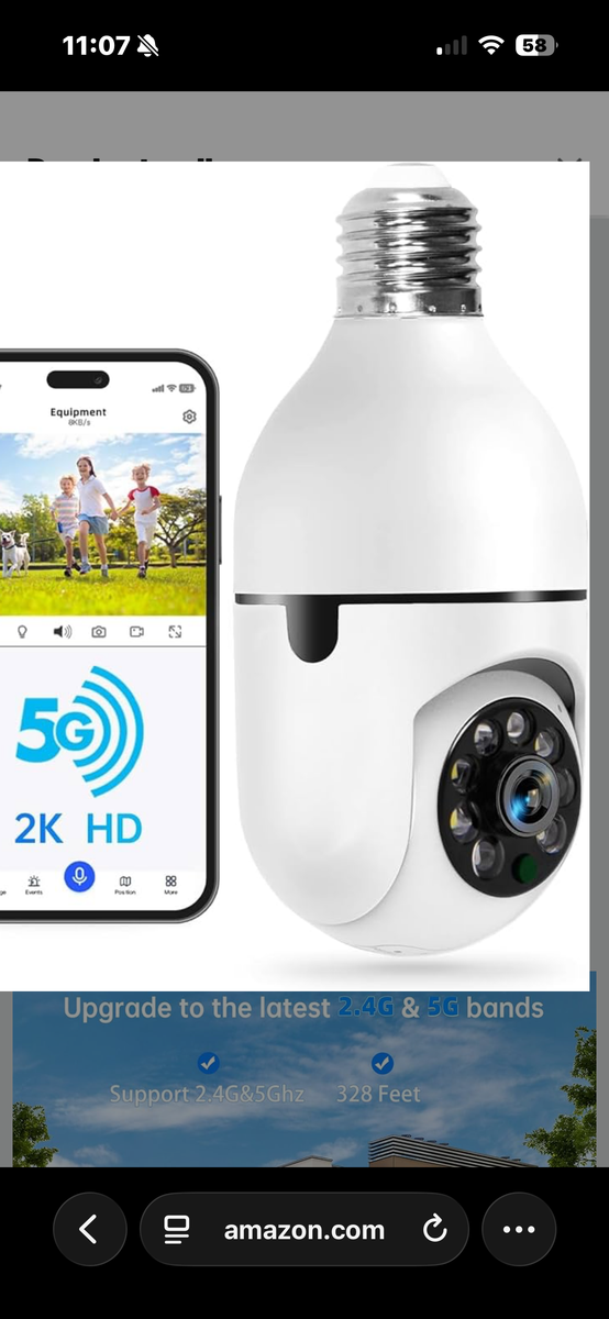 Light Bulb Security Camera, Alarm,Two-Way Talk,Color Night Vision,Human Detection