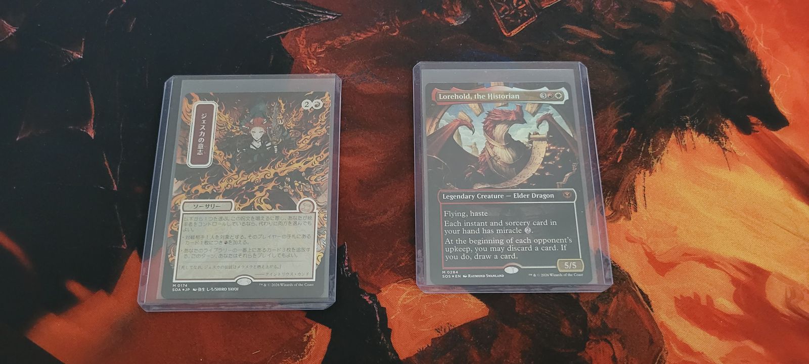 Jeska's Will (#174) (JP Alt Art) (Silver Scroll Foil)/ Lorehold, The Historian (#284) (Borderless Foil)