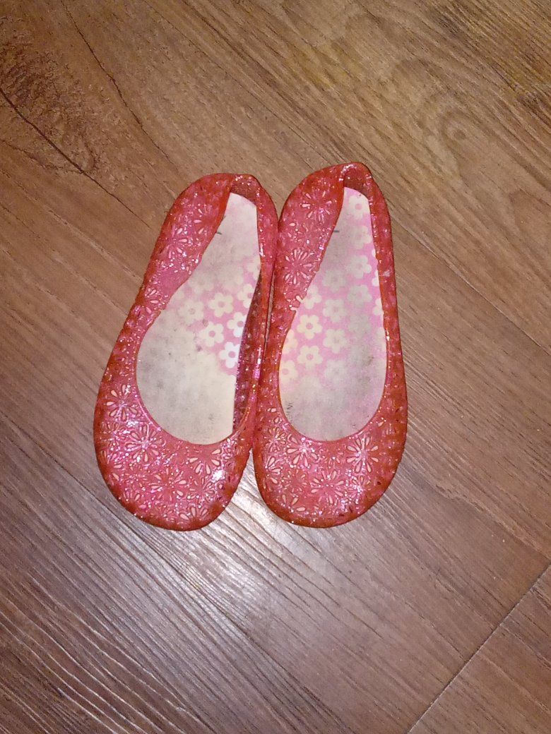Girl's Pink Sparkle Floral Jelly Shoes Size 7