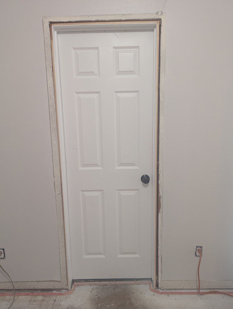 Various Used Pre-Hung Interior Door - 6-Panel, hollow-core, black/oil rub hardware.
