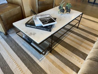 Modern Marble Top Coffee Table – Metal Frame – $450