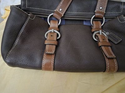 Coach F10927 Ergo Legacy Demi Shoulder Bag Brown Leather Buckle Accents