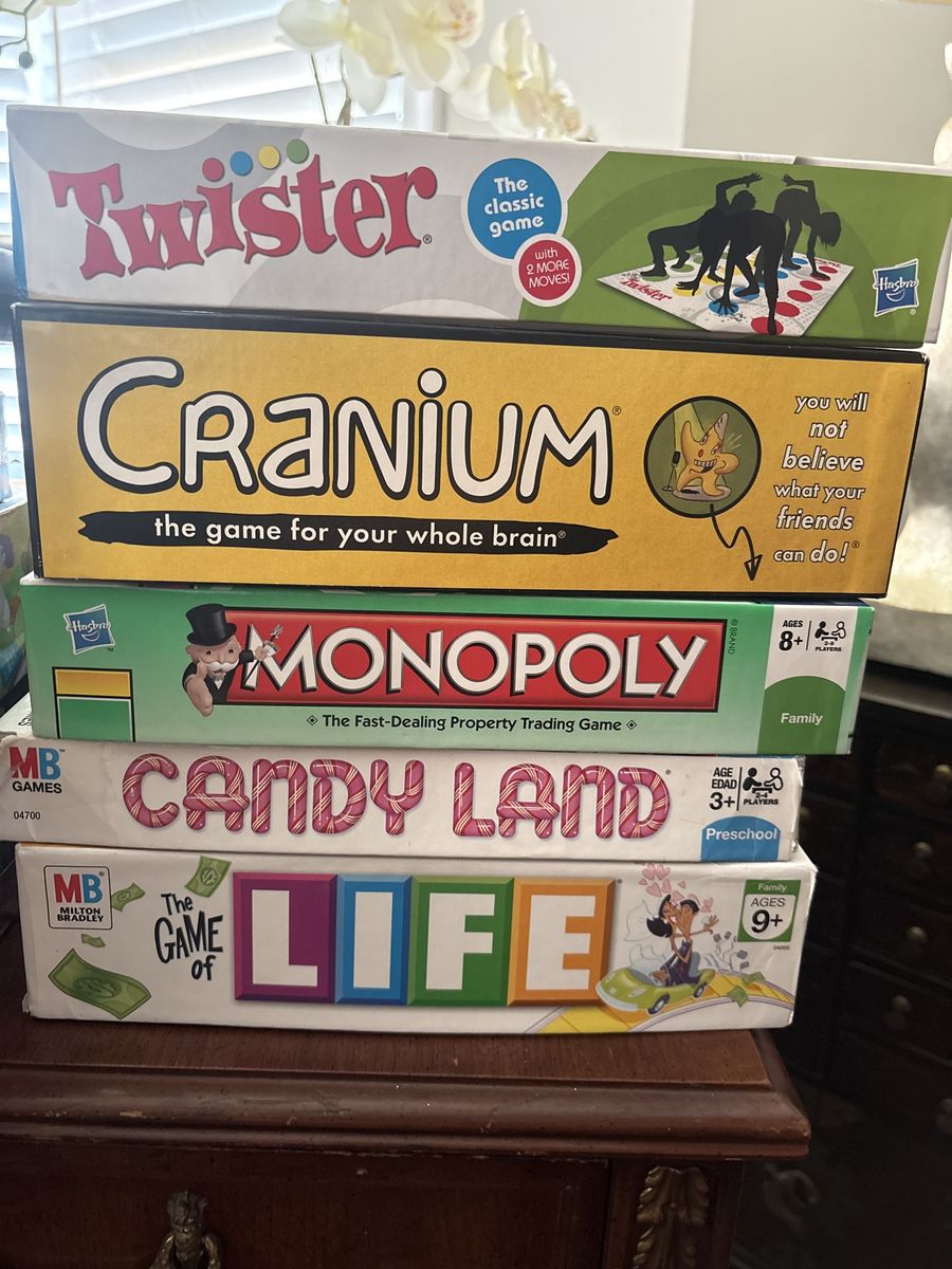 Classic Board Games Bundle: Twister, Cranium, Monopoly, Candy Land, and The Game of Life