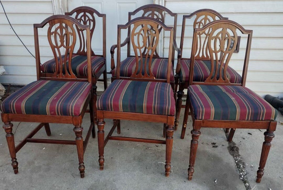 Vintage 1930s regency style reeded leg dining chai