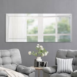 Bevel Mirror Full Length Standing, Wall Mount Full Body Mirror For Bedroom/Living Dressing Room