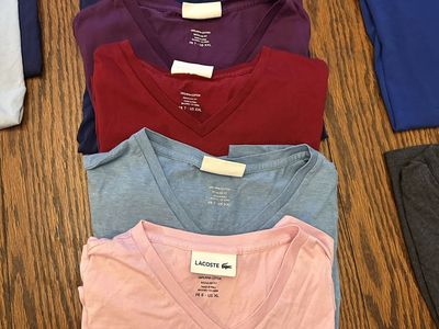 Lacoste Men's Short Sleeve V-Neck & Henley T-Shirts - Mixed Colors & Sizes - 100% Cotton