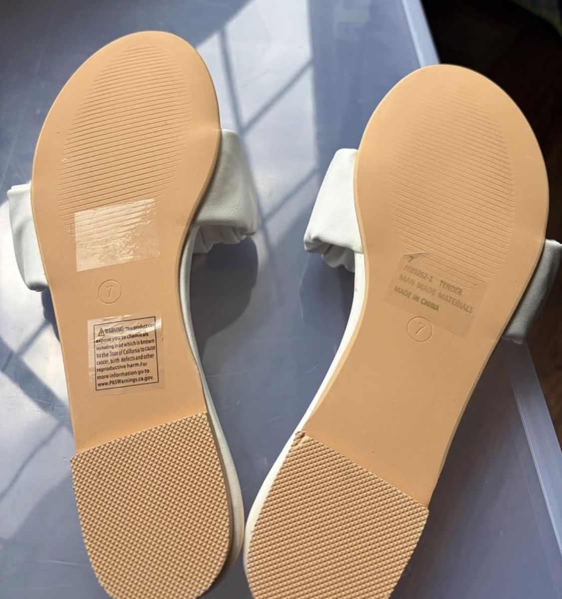 White ruched sandals