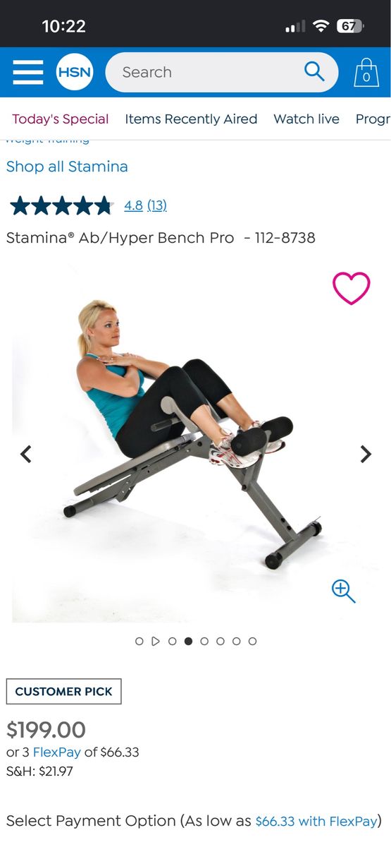 Stamina Ab/Hyper Bench Pro - Adjustable Core & Back Exercise Bench