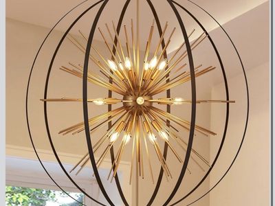 ITACDANDM 43.3” Black & Gold Sputnik Chandelier – 18 Light (New in Box)