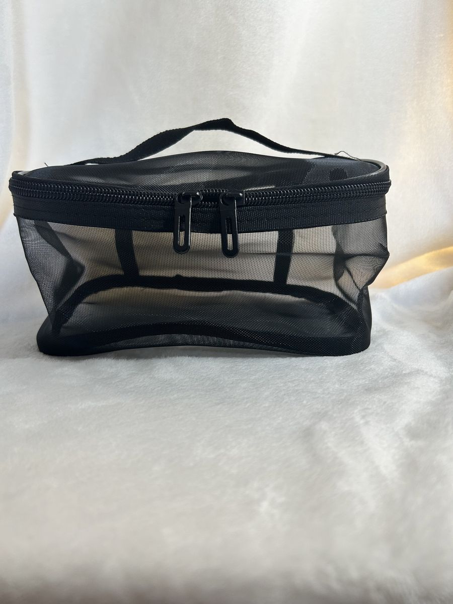 Travel Makeup Pouch Mesh Storage Bag Cosmetic Organizer Toiletry Bag with Handle