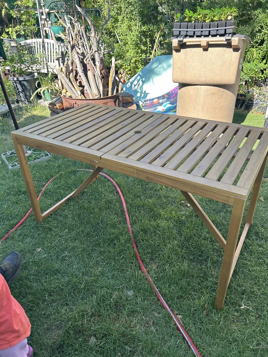 Wood patio table