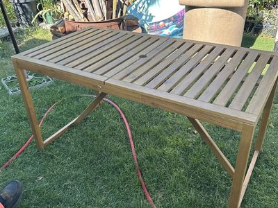 Wood patio table