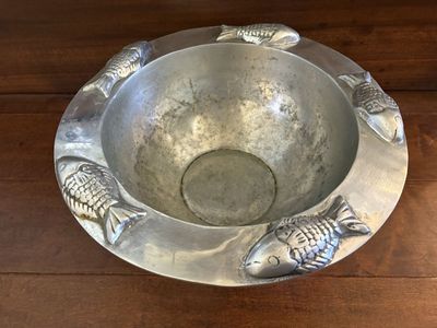 Sandstone Designs Pewter Bowl w/ Raised Fish On It