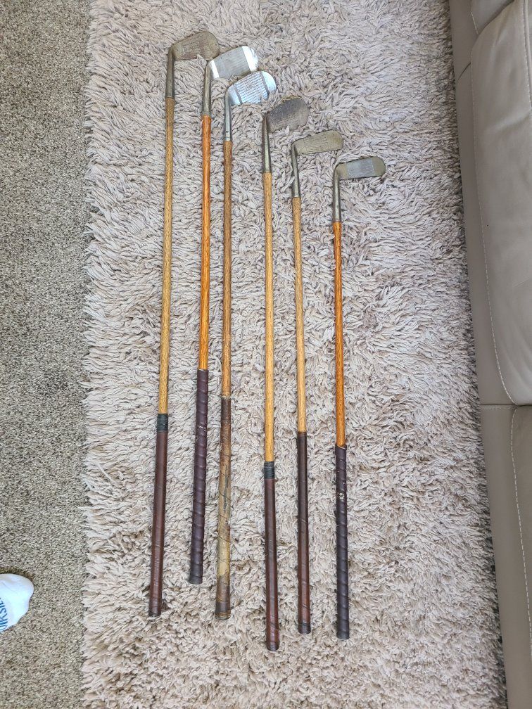Antique Hickory Shaft Golf Clubs Set of 6 Antique Irons