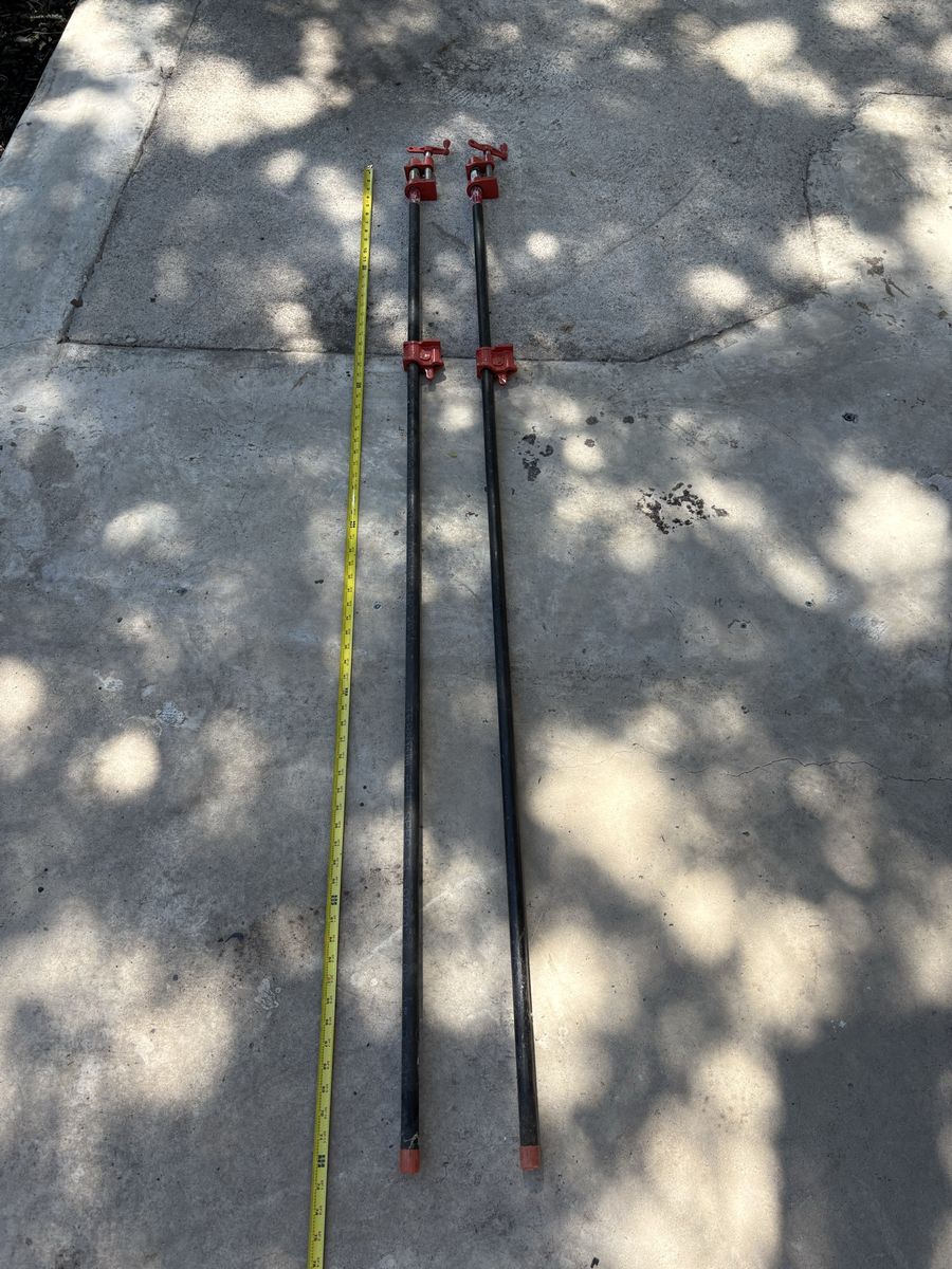 Set of 2  1/2" x 72" Steel Pipes with adjustable clamps