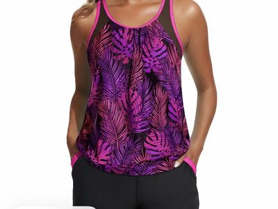 DACI Women's XL Tropical Print Tankini Swimsuit Set with Boy Shorts - New with Tags