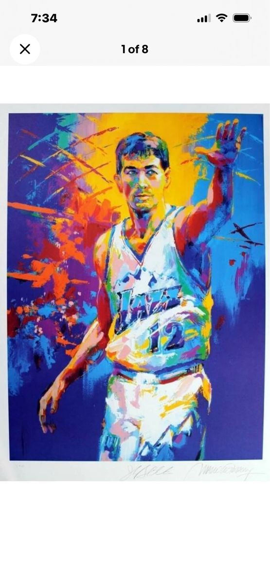 *Rare* John Stockton Utah Jazz Auto Framed & Double Matted Limited Edition Hand Signed Lithograph Print 359/500 Autograph 