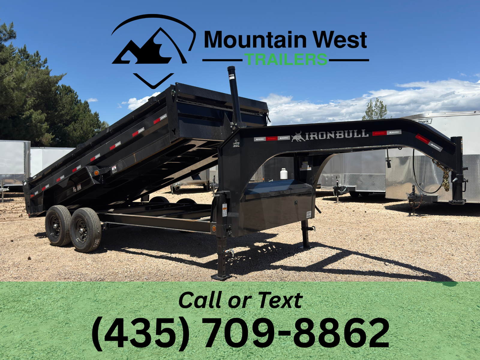 2026 Iron Bull Trailers 7X16-14.9K Gooseneck Dump Trailer with 2ft Sides and Telescopic Hoist