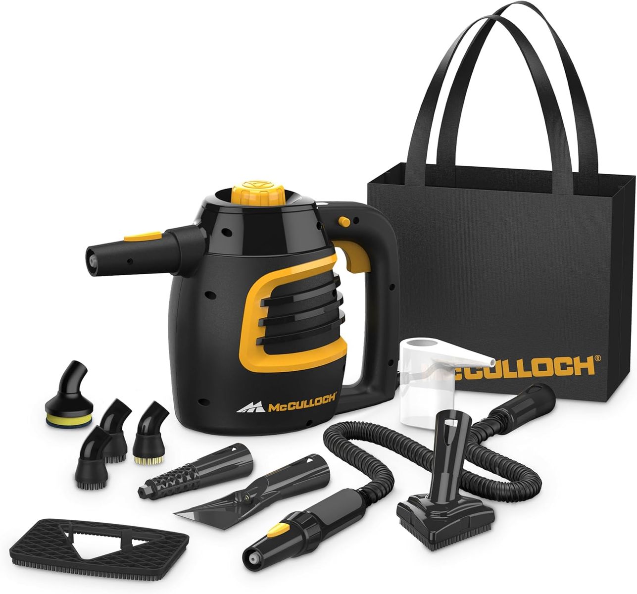 McCulloch MC1230 Handheld Steam Cleaner: Jet Nozzle, Brushes - Home, Tile, Grout, Carpet, Furniture, & Personal Car Detailing