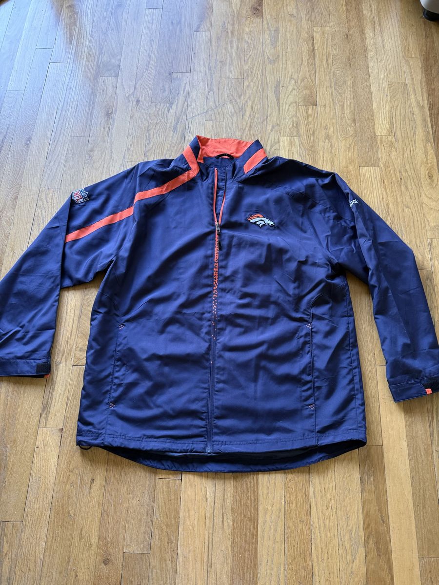 Reebok NFL Onfield Denver Broncos Windbreaker Jacket Men's XL Blue Orange