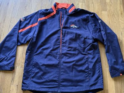 Reebok NFL Onfield Denver Broncos Windbreaker Jacket Men's XL Blue Orange