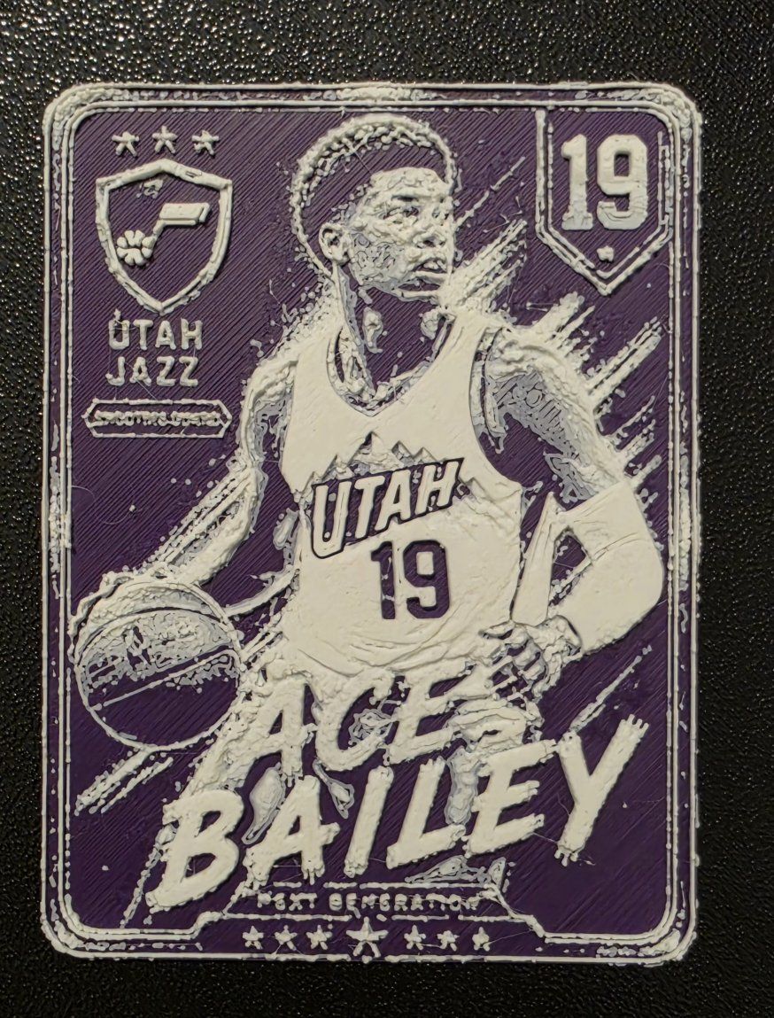 Custom 3D Printed Ace Bailey Utah Jazz Basketball Card Memorabilia Art