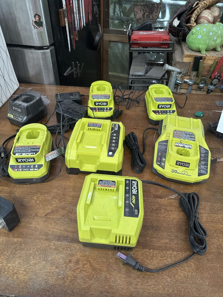 Ryobi Battery Chargers Lot - 18V & 40V Various Models make an offer buy them all or a la carte 30 - 75 obo ea.