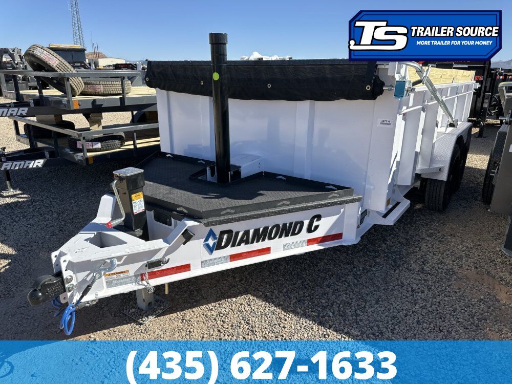 7x14 Diamond C LPT 207 Dump Trailer - 32" Sides - 15.5K GVWR - 14 Ply Tires, Board Brackets, Long Arm Tarp