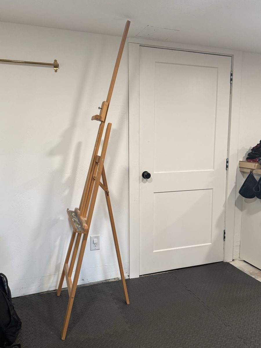 MABEF M-07 Basic Lyre Studio Easel - Made in Italy, Wooden Artist Easel with Paint Marks