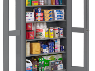 Tennsco 18" x 36" x 72" Dark Gray Standard Metal Storage Cabinet with C-Thru Doors - Assembled