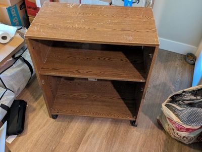 Rolling Wood 2-Shelf Storage Cart/Bookcase with Wheels