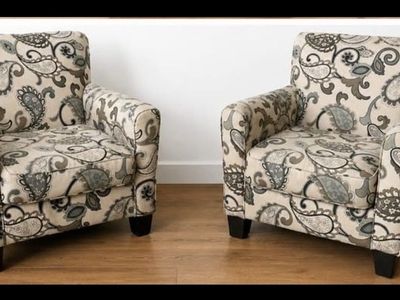 Pair of Paisley Accent Chairs - Fabric Upholstered Armchairs