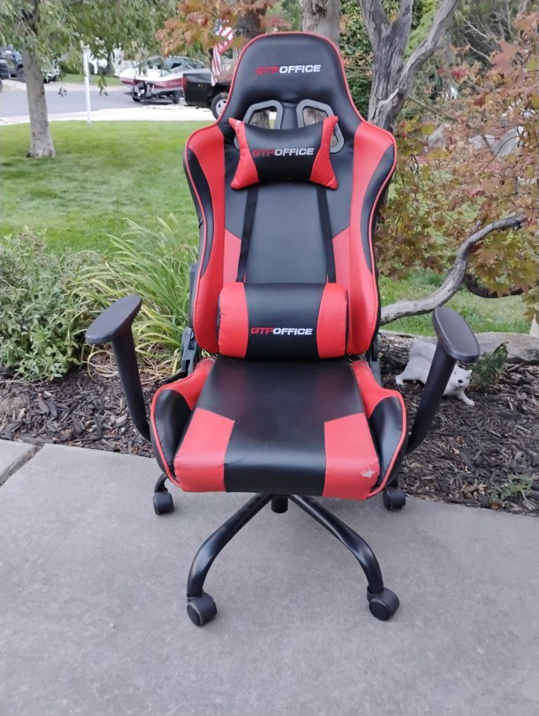 GTP OFFICE Red and Black Gaming Chair with Massager and Headrest