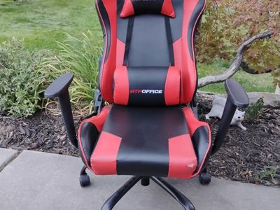 GTP OFFICE Red and Black Gaming Chair with Massager and Headrest