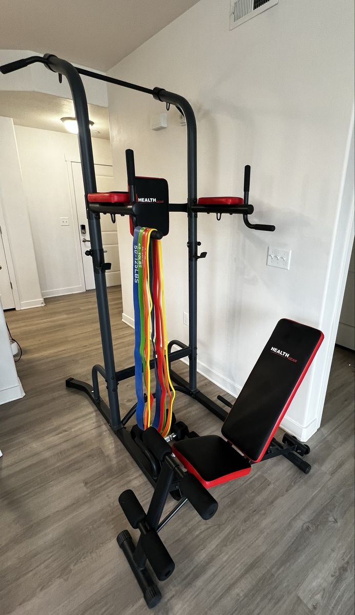 Health Gear home gym with dumbbells