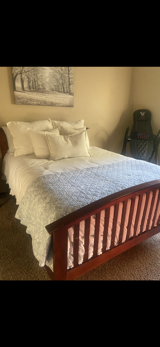Queen Bed frame with box springs and Mattress