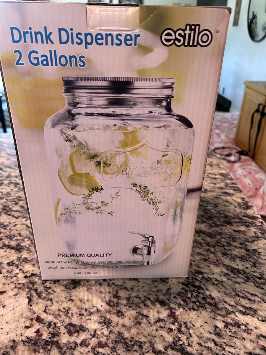 Estilo 2 Gallon Square Glass Drink Dispenser Mason Jar Vintage Style with Spigot