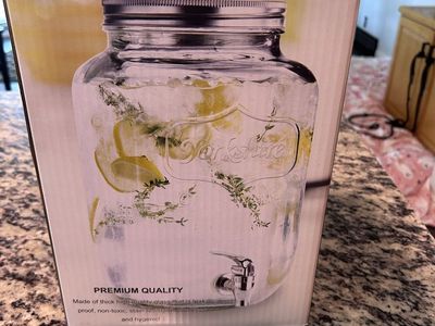 Estilo 2 Gallon Square Glass Drink Dispenser Mason Jar Vintage Style with Spigot